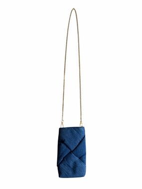 A New Day Blue Denim Look Crossbody Bag Gold Chain Strap NWOT
